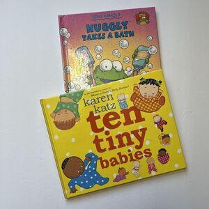 Set Of 2 Childrens Story Books Hardcover Ten Tiny Babies and Huggly Takes a Bath